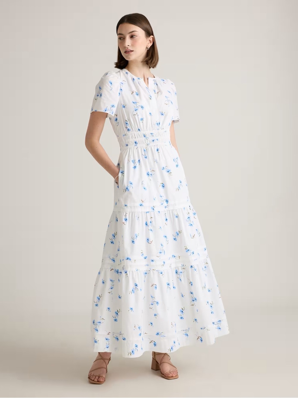 Quince 100% Organic Cotton Poplin Tiered Maxi Dress